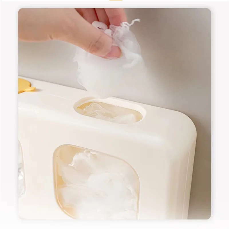 Classy-Wall-Mounted Plastic Wrap Storage Box With Soft Rubber Top, Transparent Grid Design For Easy Visibility And Access