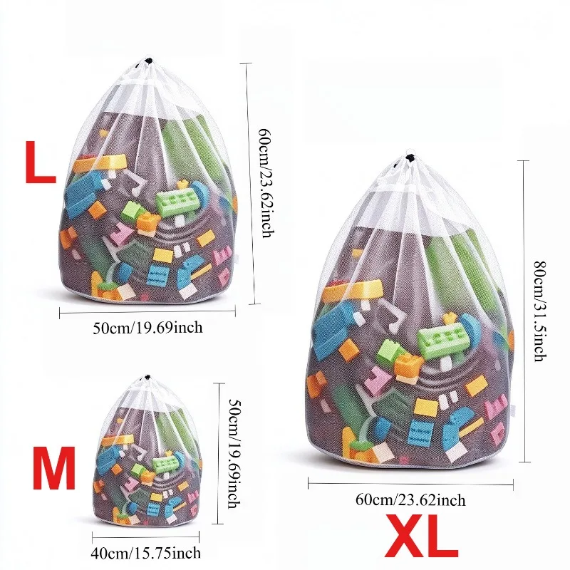 Netz-Spielzeug-Aufbewahrungstasche mit Kordelzug, große Kapazität, Organizer für Kuscheltiere und Bausteine, tragbare Netztasche für das Kinderzimmer – Detail 1