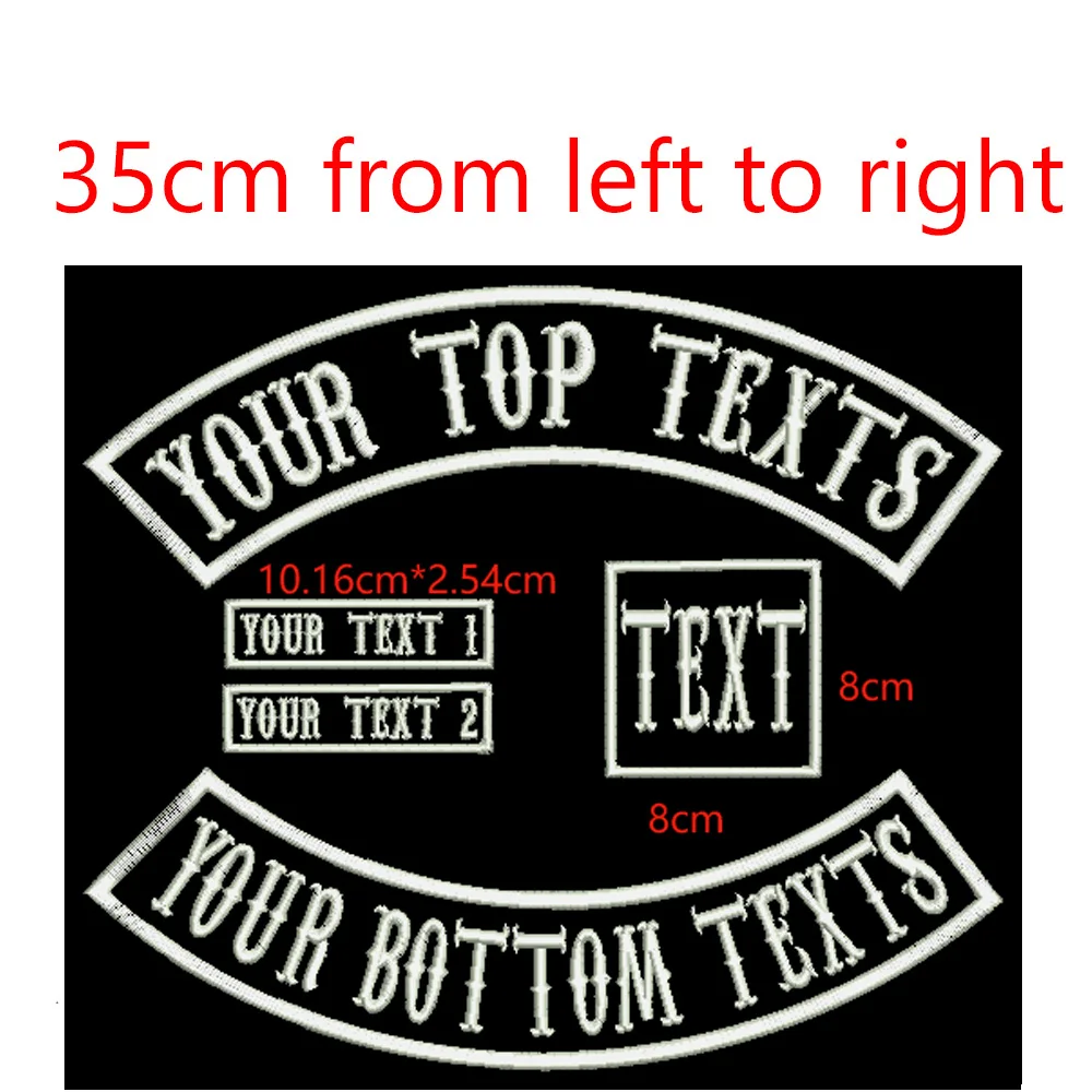 1set Top&Bottom Name And MCEmbroidery Patch 35cm Long Iron On Sew On/Motorcycle/Full Back/Tell Us What Texts Need (5pcs)