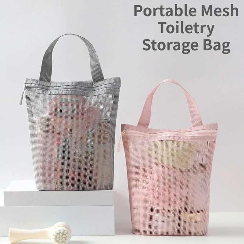 Tragbare Netz-Kulturtasche für Reisen, Duschutensilien, Kosmetik-Organizer, Schwimmen, Abtropftasche, Hängende Make-up-Handtasche