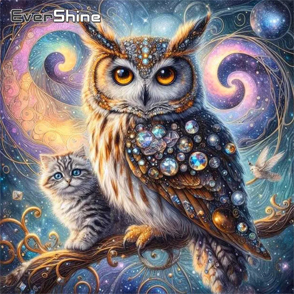Evershine Diamant Stickerei Eule Vollquadrat Bohrer Malerei Tier Strass Bild Kits Mosaik Katze Neue Ankunft Handwerk