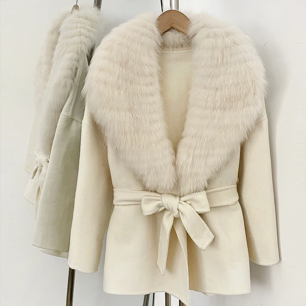 Women Double Face Wool Blend Overcoat Thick Wool Coat Premium Warm Old Money Style Commuting Outerwear for Ladies Daily Casual