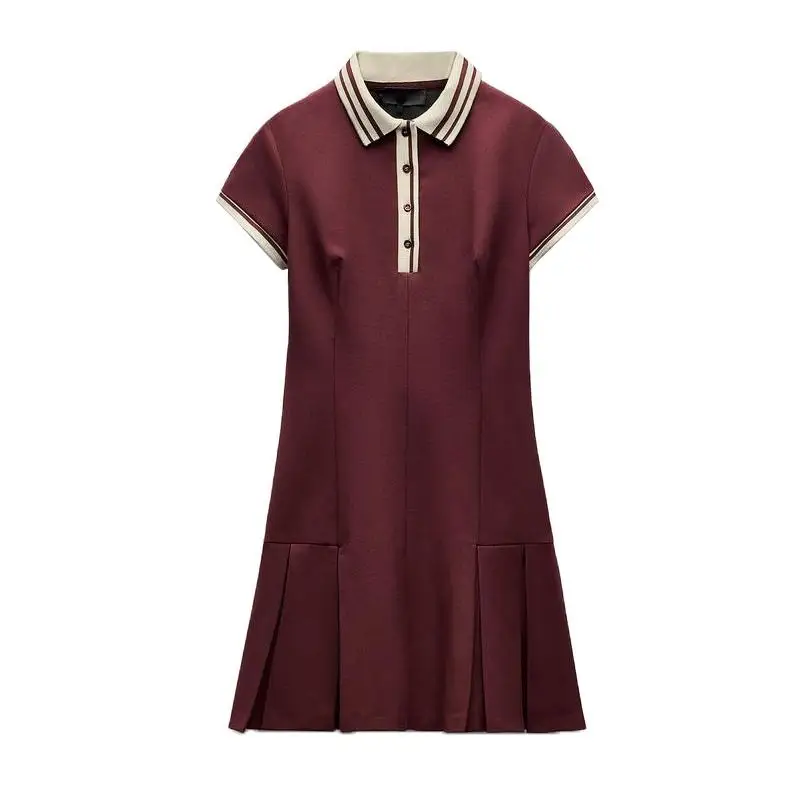 ربيع جديد وصول ort محبوك الدكتور طوق ألف خط صورة ظلية عالية الخصر ركاب Sle ألياف البوليستر الصيف الدكتور