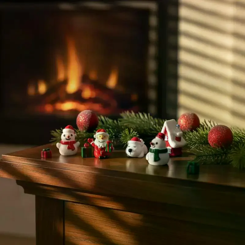 Santa Claus Snowman Green Gift Box Snow View: 1pc Micro Landscape Resin Crafts Christmas Gift