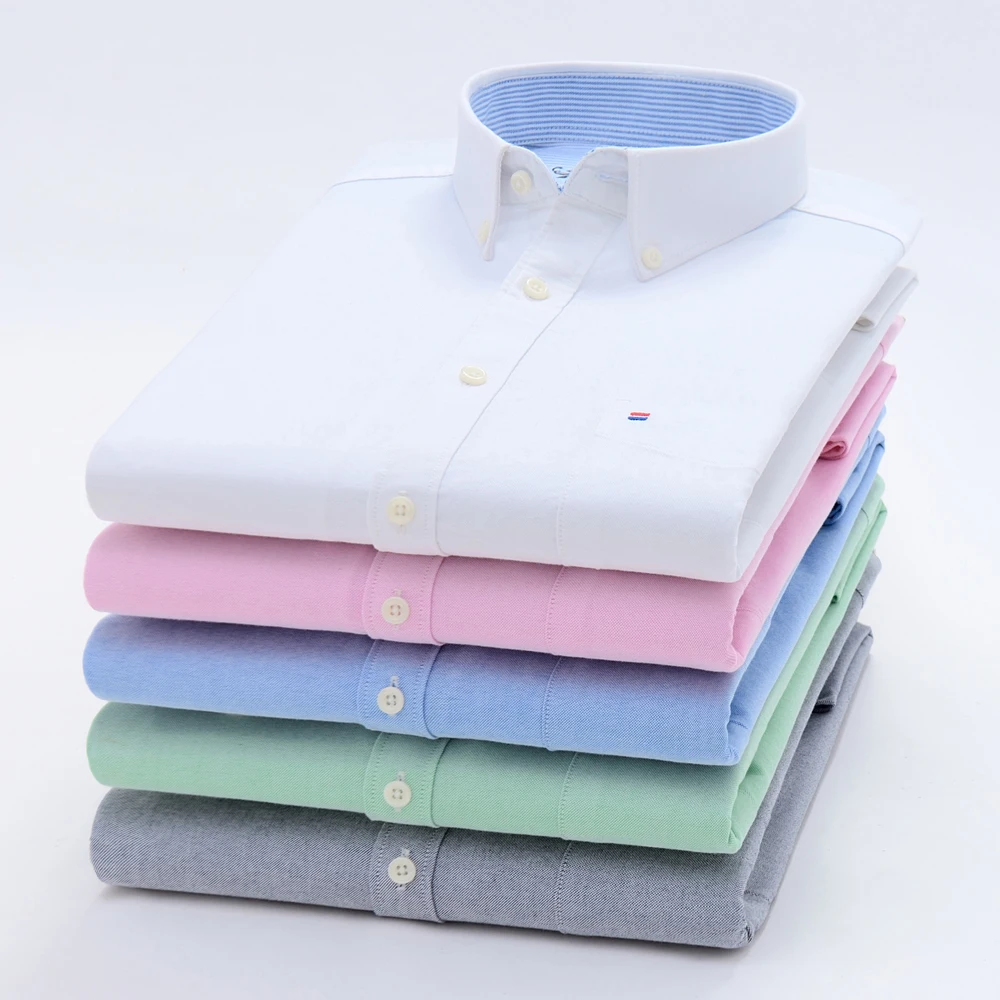 

Мужские клетчатые полосатые оксфордские рубашки на пуговицах с длинными рукавами и карманами, весна-осень, плотный повседневный мужской костюм из 60% хлопка