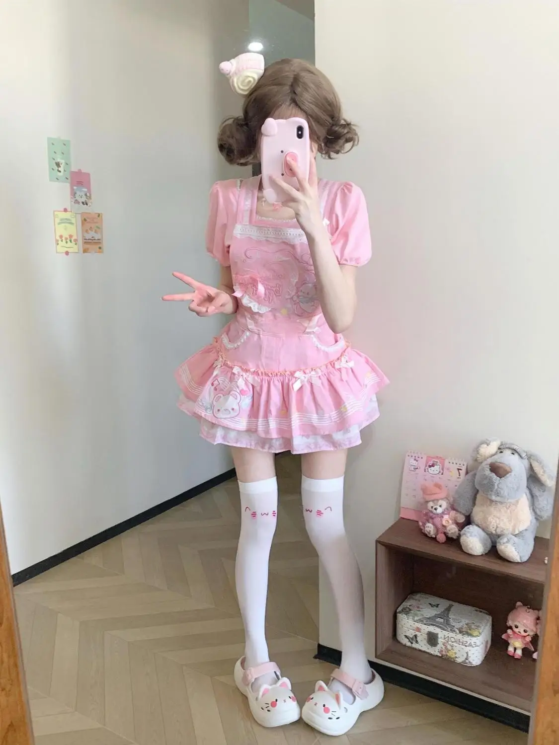 الصيف اليابانية الحلو Kawaii شيك المرأة الدعاوى لطيف الأميرة لوليتا نمط تصميم الكرتون المطبوعة تنورة صغيرة مجموعة الملابس النسائية