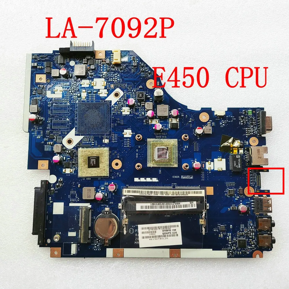 P5WE6 LA-7092P Laptop Motherboard For Acer aspire 5250 E350 E450 CPU LA-7092P MBRJY02001 Mainboard DDR3