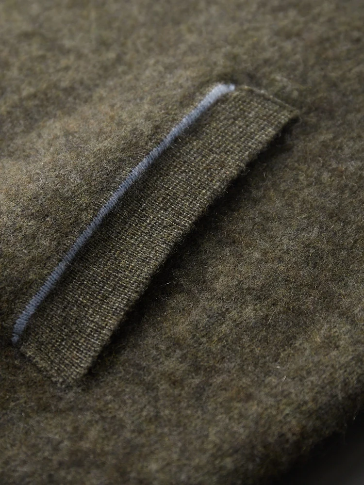 TLOML Men's 100% Cashmere Sweater Thick Mock Neck Zipper Cardigan Autumn Winter Soft Jacquard Smart Casual Cashmere Knitwear Top