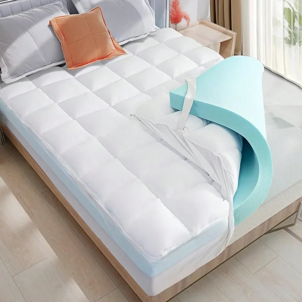 

Size Dual Layer 4 Inch Memory Foam Mattress Topper, 2 Inch Gel Memory Foam And 2 Inch Pillow Top Mattress Pad Cover