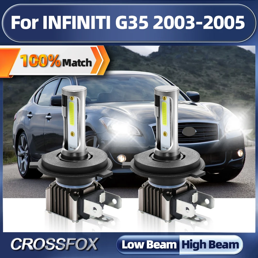 2PCS 120W LED Headlights 20000LM Super Bright CSP Chip Auto Lamp 6000K White Plug and Play For INFINITI G35 2003 2004 2005