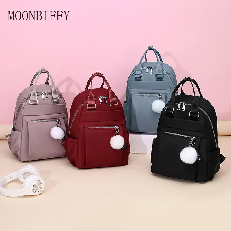 

Ladies Shoulder Bag Solid Color Simple School Bag Waterproof Oxford Cloth Notebook Large Capacity Travel Bag