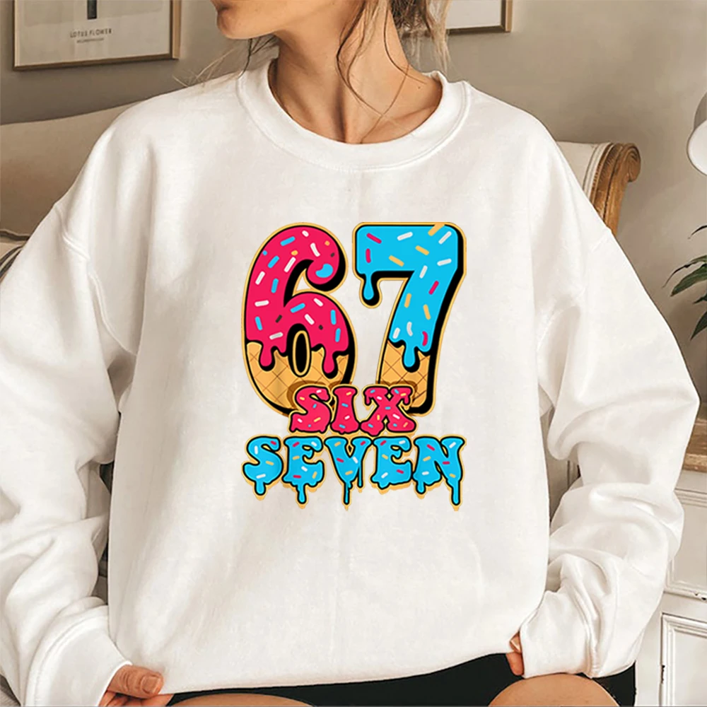 67 ميمي مضحك اللفة عيد الميلاد البلوز البيسبول بالتنقيط عدد 67 لاعب قميص ستة سبعة الآيس كريم بالتنقيط عيد الميلاد مضحك Bruh البلوز #2