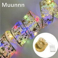 1-10m LED Fairy Ribbon Lights Christmas Decoration Christmas Tree Ornament Bows Lights String Navidad Natal Home Decor New Year