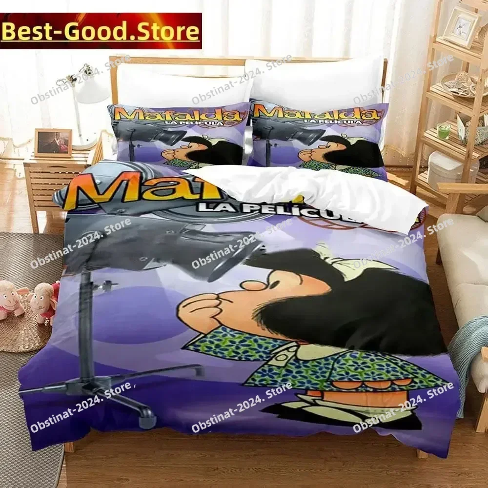 3D Print Fashion Mafalda Bedding Set Printed Bed Set With Pillowcase Bed Duvet Cover Soft Single Double Queen Super King Size