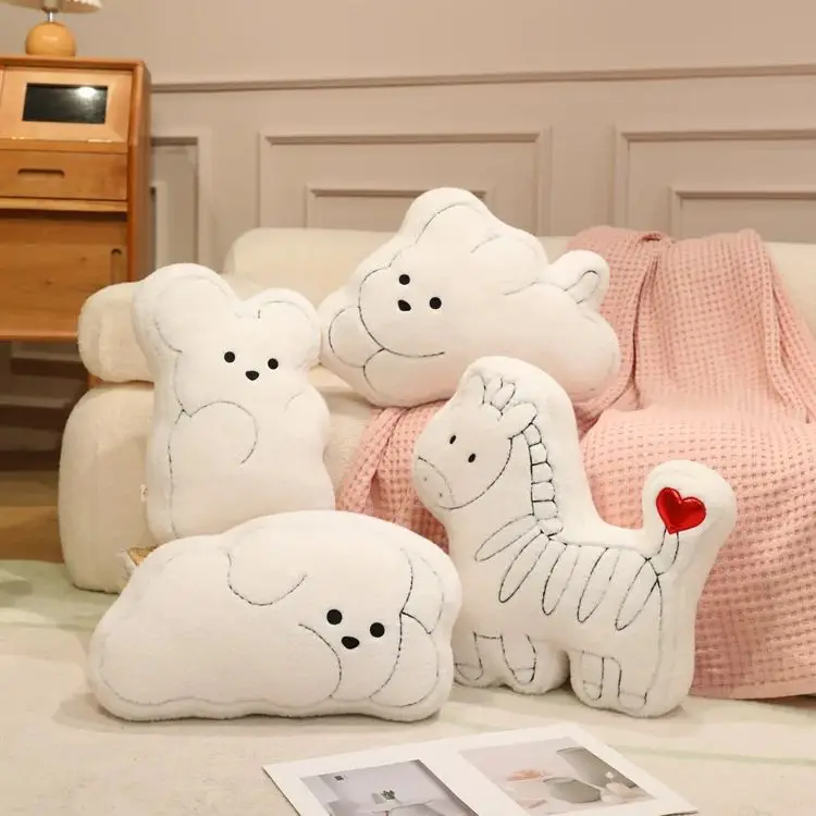 Coussin en peluche en forme de cœur de dessin animé pour la Saint-Valentin, décoration d'intérieur, coussin de canapé, peluche, poupée animale, coussin de canapé