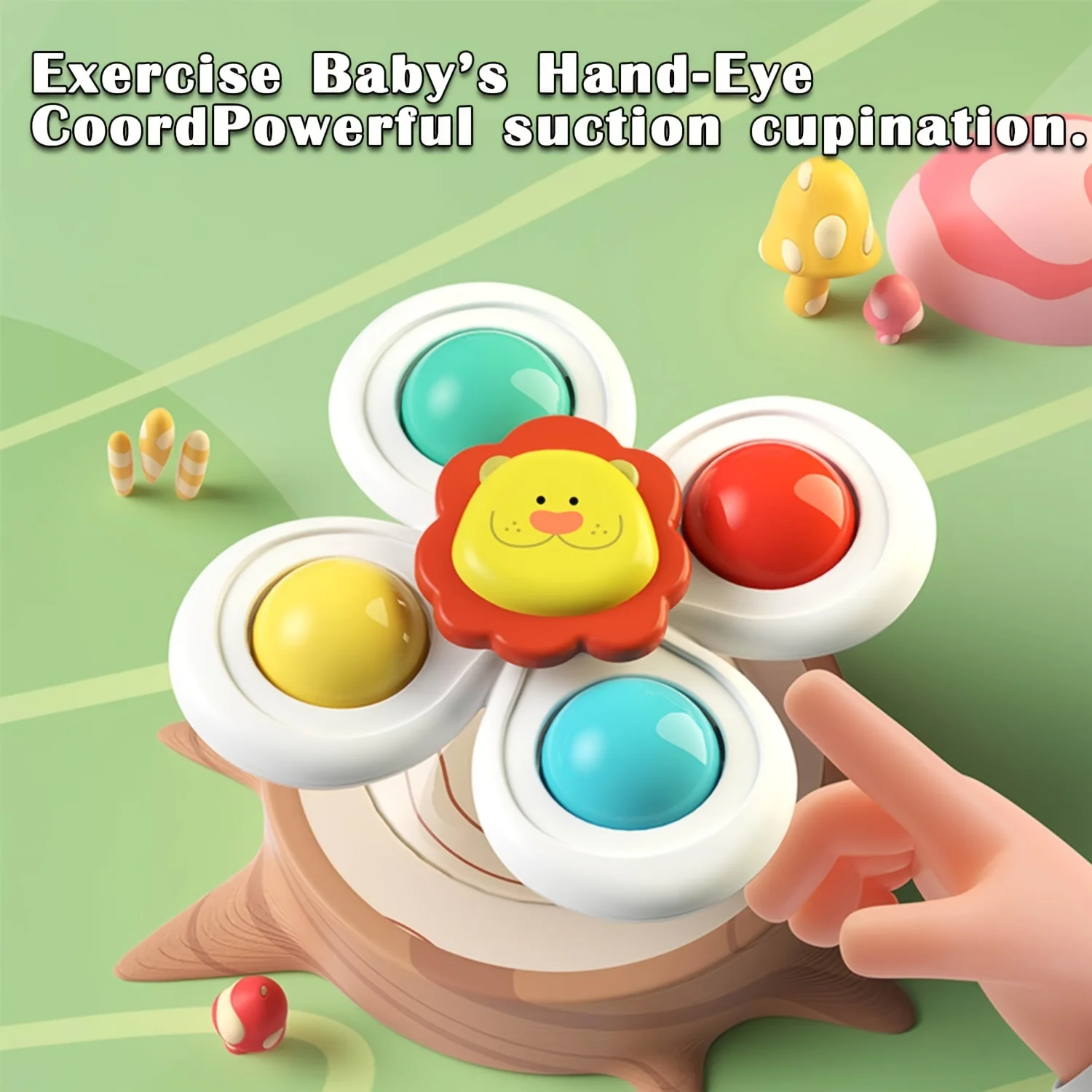 3PCS Suction Cup Rotating Toy for Baby Hand-eye Coordination Educational Training, Bath & Travel Toy, Birthday Christmas Gift