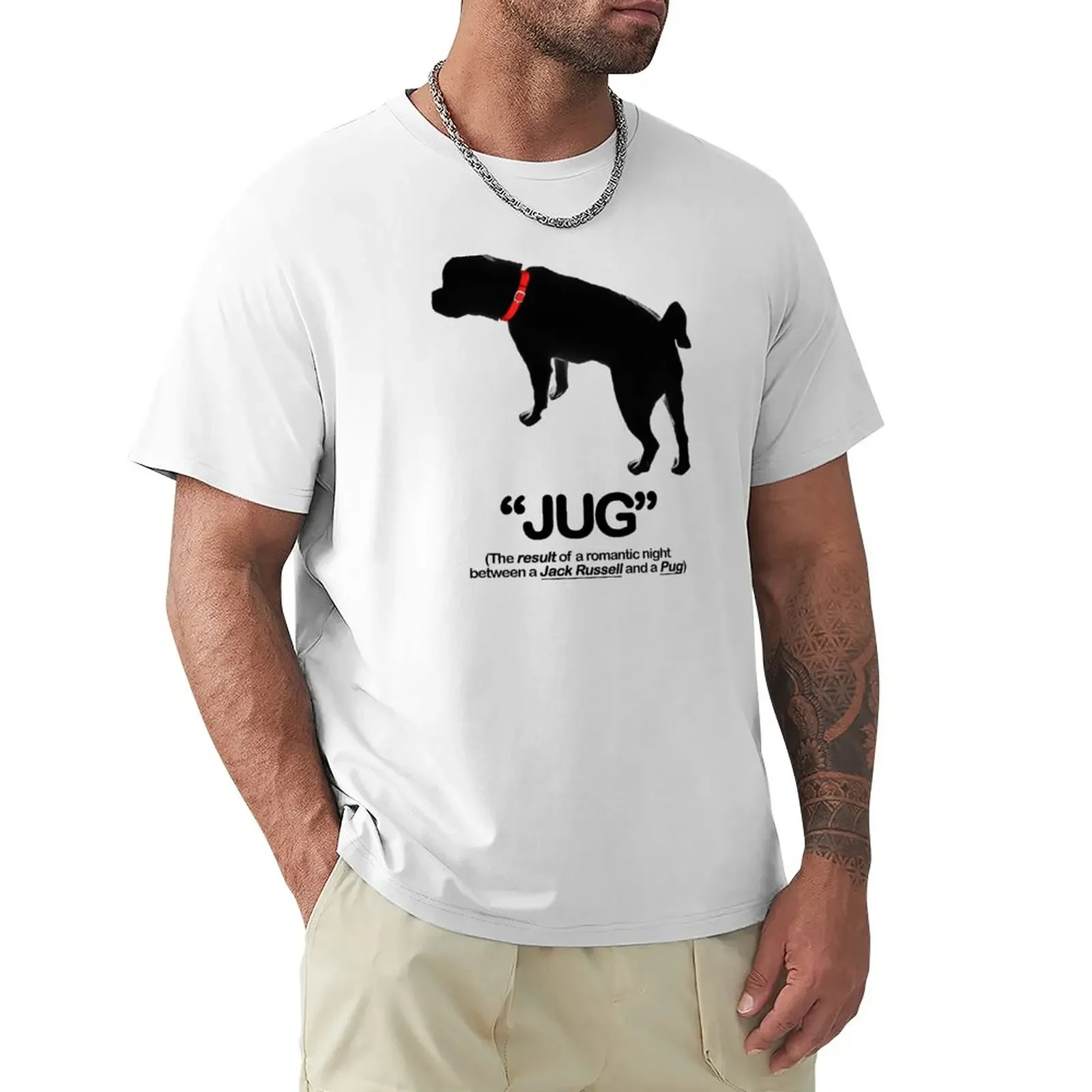 Jug - Jack Russell cross Pug T-Shirt summer clothes heavyweights mens plain t shirts tops Unisex Summer Short Sleeve