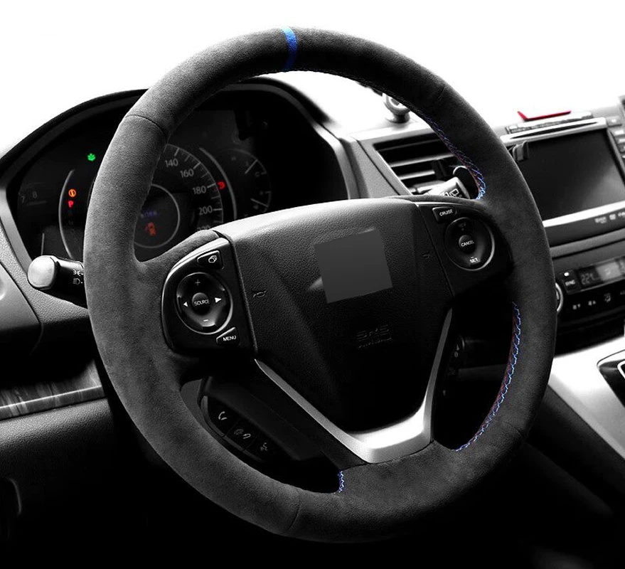 Genuine Leather M Sports Colours Thread Steering Wheel Cover Wrap For Alcantera Car Accessoires Specifically For Honda Civic 9