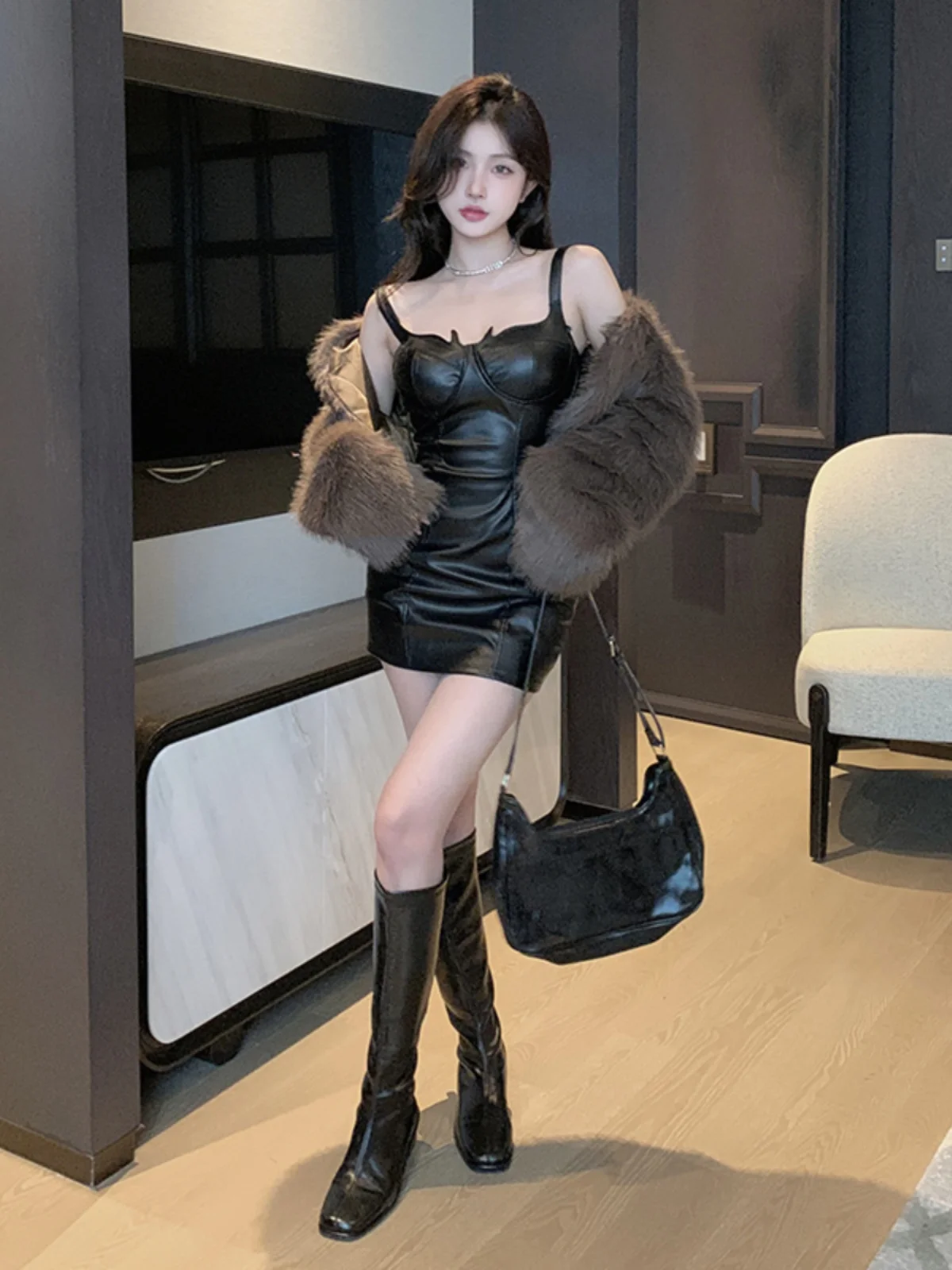 زي الهالوين المثير تنورة الشيطان الصغير للنساء للخريف بقصة ضيقة وحزام Bla Dr فستان نسائي مثير بحمالات #4