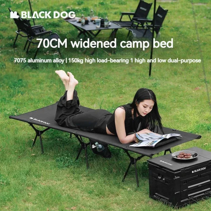 

Naturehike BLACKDOG Folding Bed Aluminum Alloy Widen 70cm Height-Adjustable Camping Portable 150Kg Bearing Tent Bed With Pillow