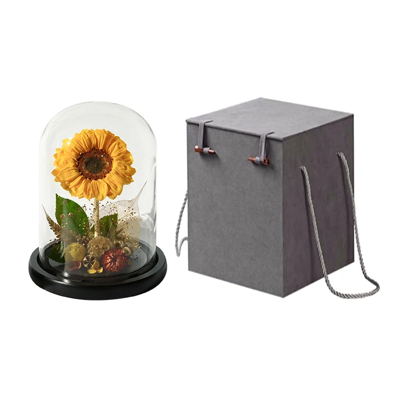 

Oversized sunflower eternal flower real flower glass cover ornament holiday gift for lovers, friends and elders