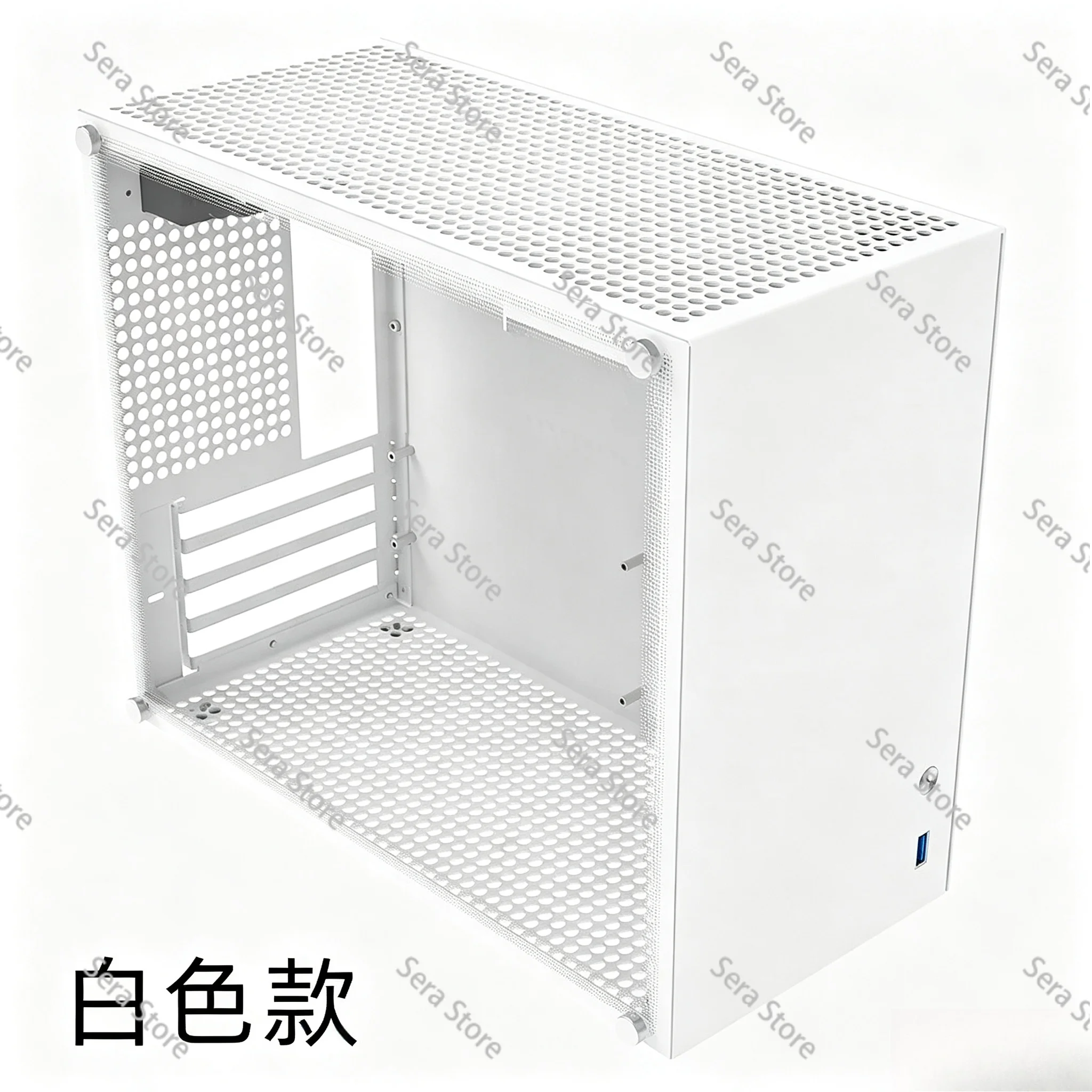 C2P MATX ITX Small Case, All Aluminum Case, Glass Side Transparent ATX Power K88 Mini Computer Case