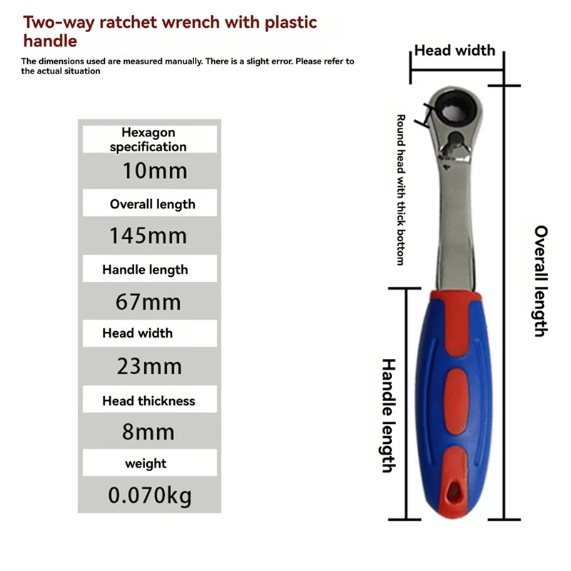 ABJI-2 Pieces Of Plastic Handle Dual-Purpose Ratchet Wrench Household Hardware Tools