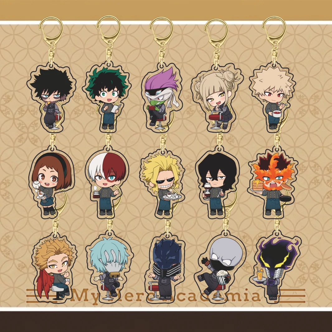 My Hero Academia Cafe Q Version Acrylic Keychain Deku Bakugo Todoroki Himiko Dabi Anime Backpack Pendant Collectible Gift