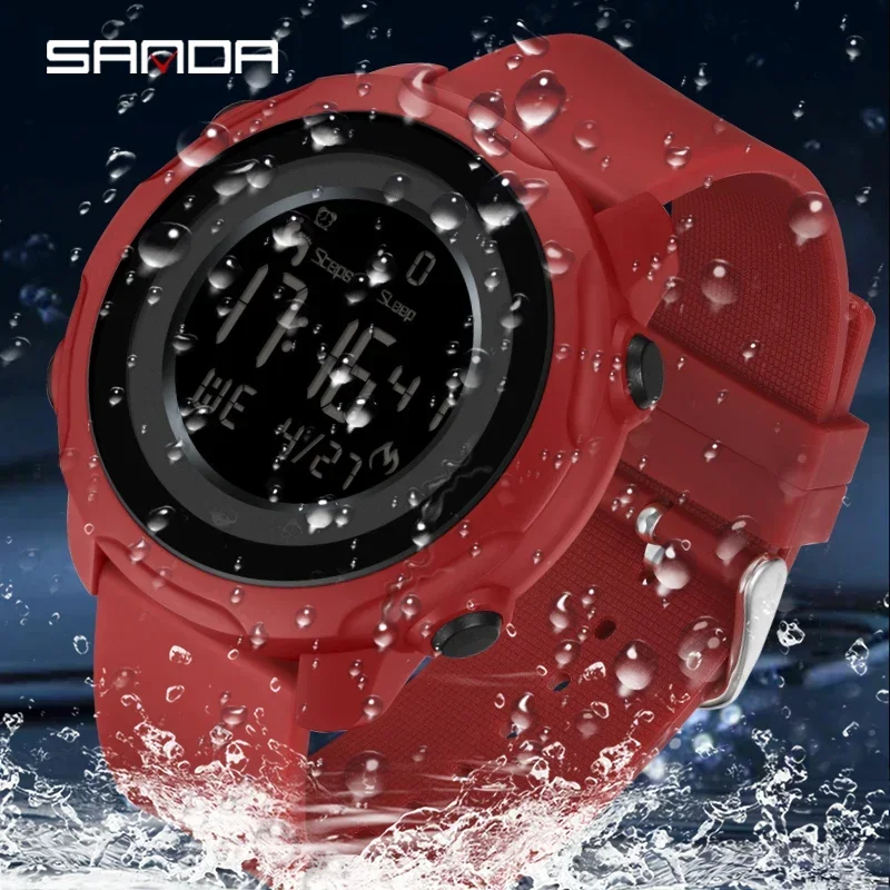 New 2023 Step Calories Fashion Alarm Clock SANDA 6121 Watch Men's Waterproof Shockproof Sleep Monitoring Smart Wristwatch