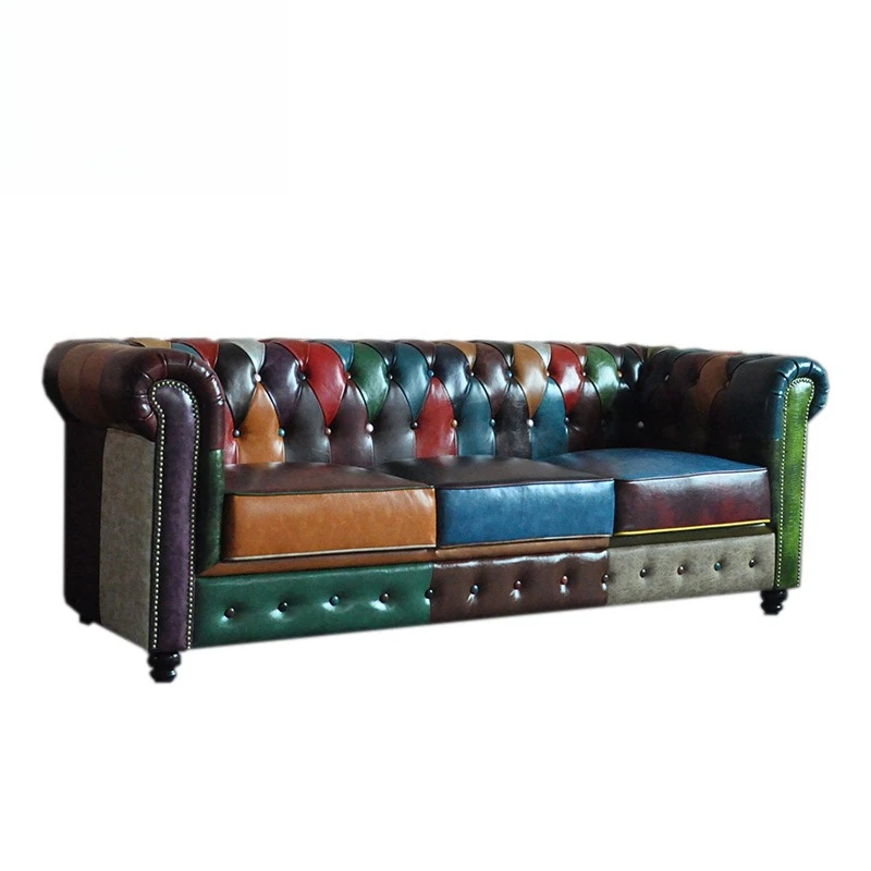 

Personalized American color matching sofa coffee shop bar KTV clothing store living room pull-up sofa 123 combination
