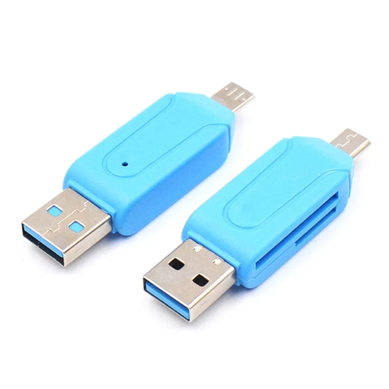 Случайный цвет 2 в 1, адаптер для чтения карт памяти USB 2.0 OTG, универсальный USB-адаптер для чтения карт TF для телефона, компьютера, ноутбука