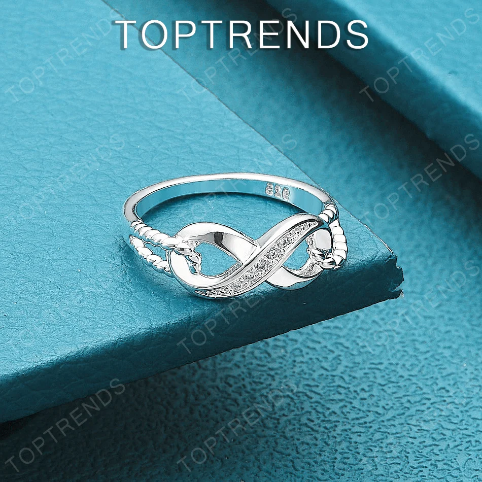 

Sizes 7-10 925 Sterling Silver Number 8 Ring Vintage Classic Zircon Jewelry For Women Anniversary Party Gift Wedding Accessories