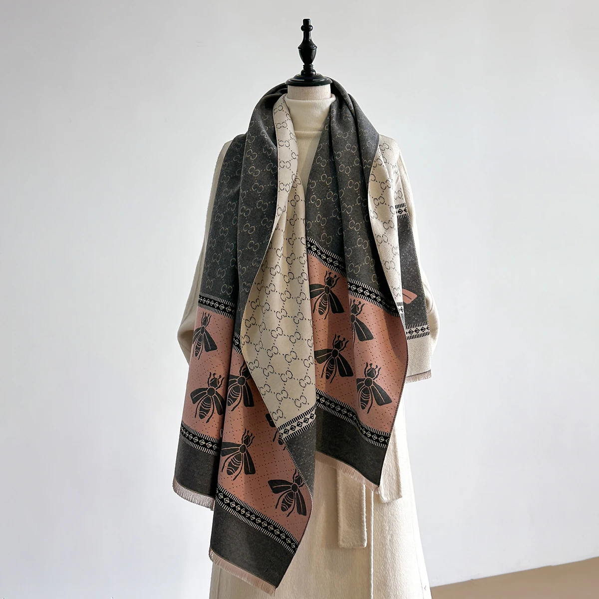 

New Design Winter Warm Cashmere Shawl Scarf for Women Luxury Pashmina Blanket Wrap Bandana Femal Thick Poncho Echarpe Foulard