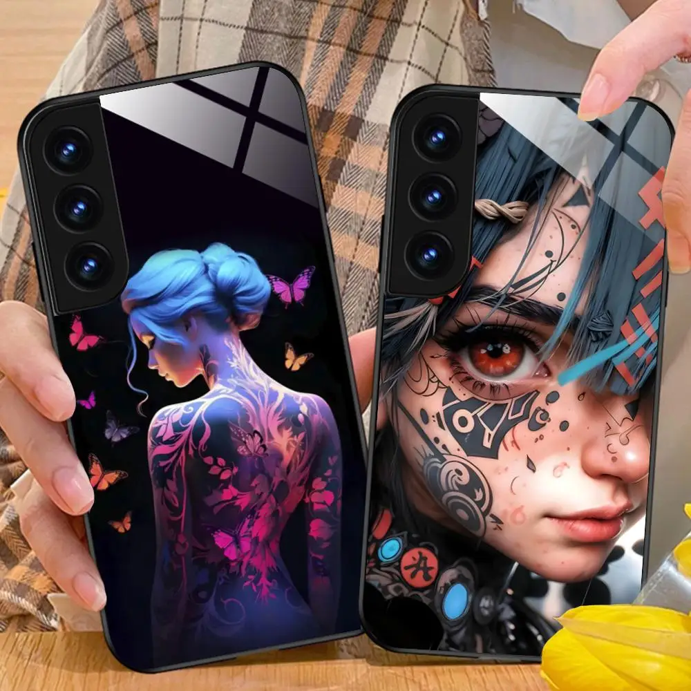 

Pretty Tattoo Girl Phone Case for Samsung Galaxy S26 S25 S24 S23 S22 S21 S20 Note20 Plus FE Ultra Glass Protective Cover