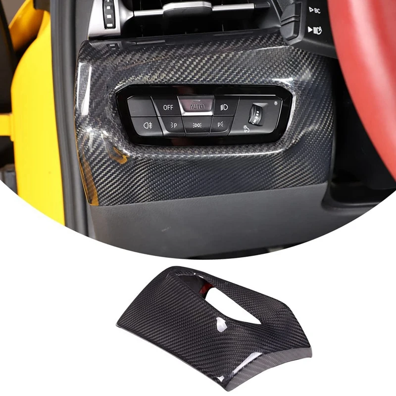 

1 PCS Car Headlight Switch Decorative Frame Sticker Trim Carbon Fiber Interior Accessories For Toyota Supra 2019-2022