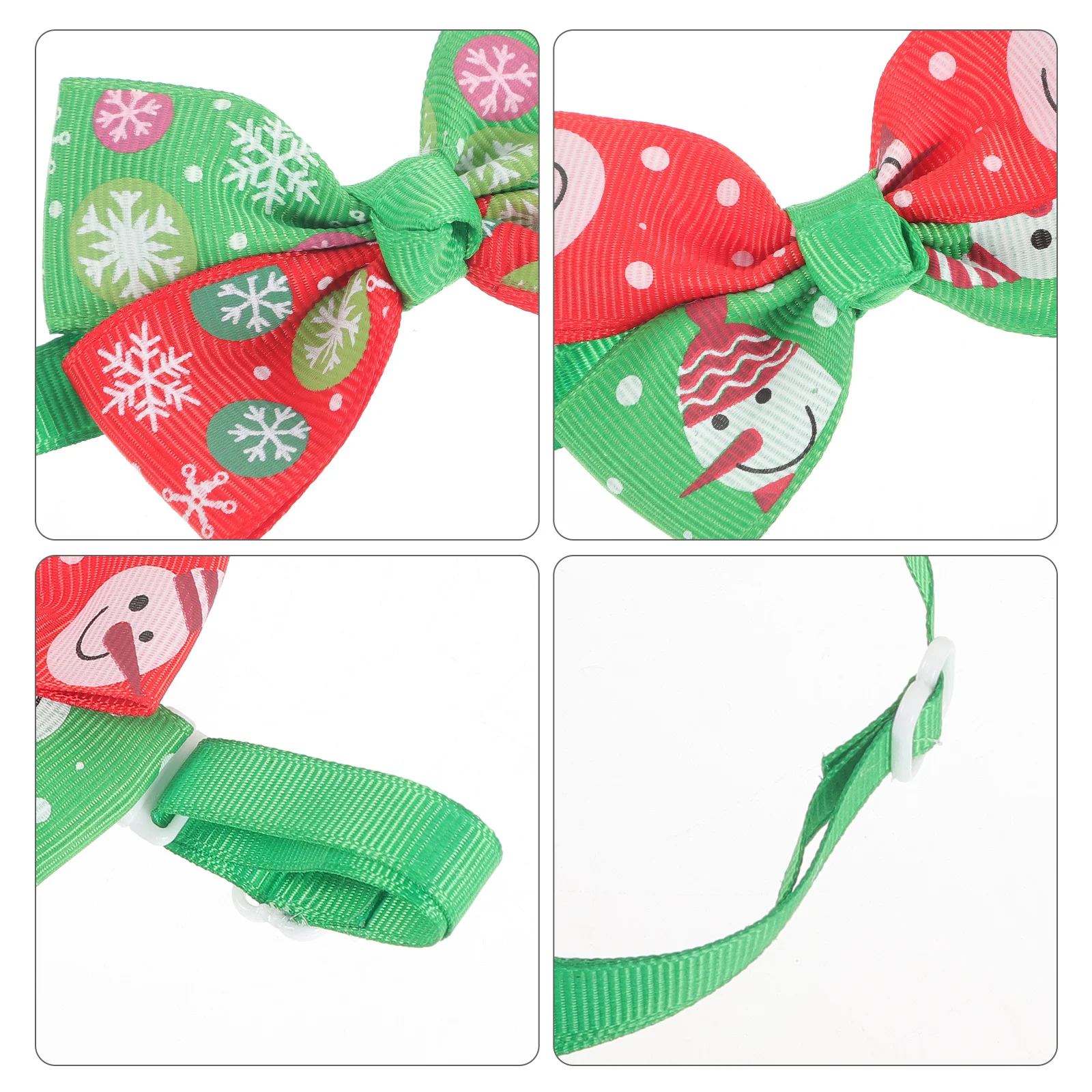 

8Pcs Pet Collar Christmas Pattern Adjustable Dog Cat Collars Lightweight Breathable Fabric Party Costume Accessories