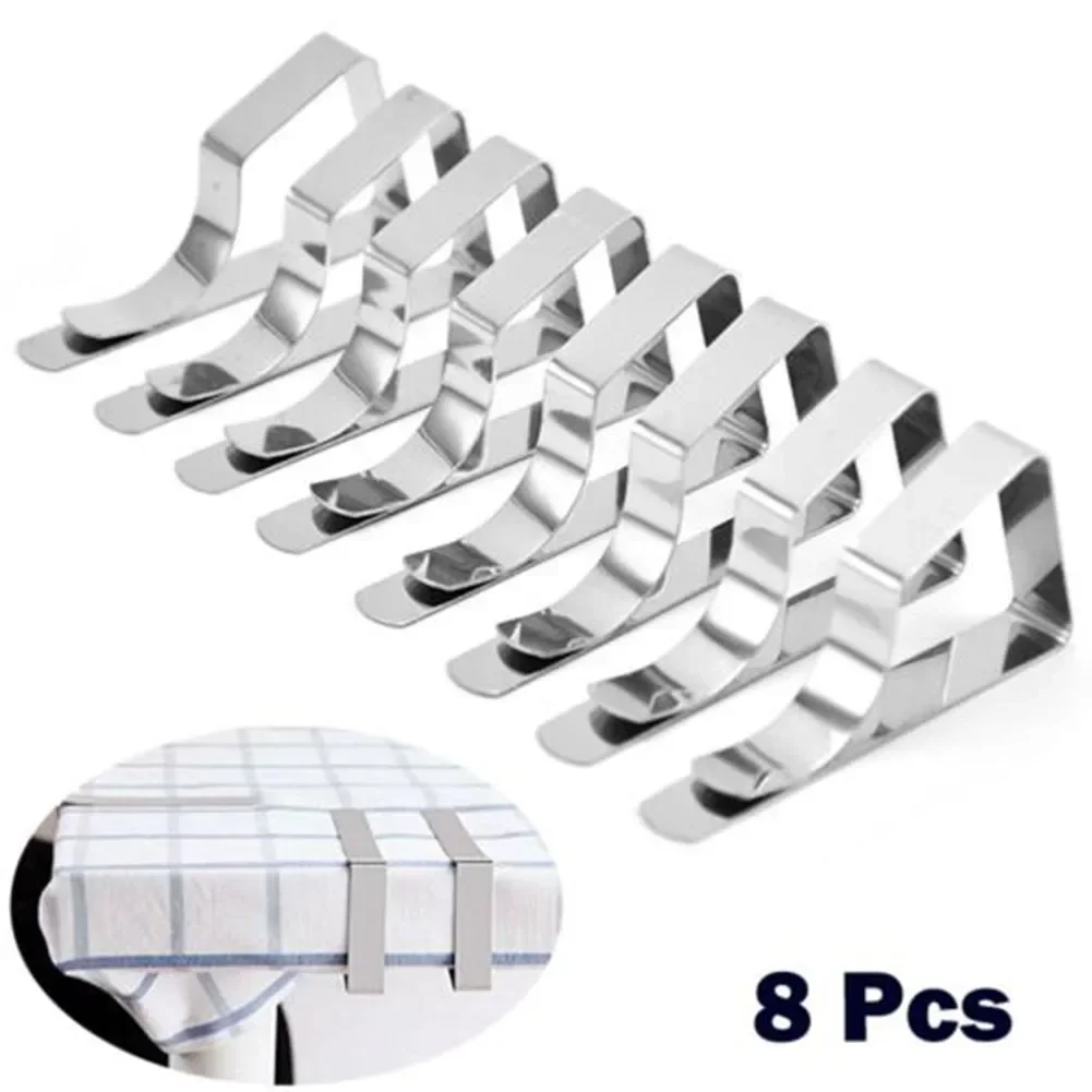 8pc Tablecloth Clips Stainless Steel Non-Slip Securing Holder Decorative Leaf Table Cloths Picnic Clamp Holder Table Cover Clamp
