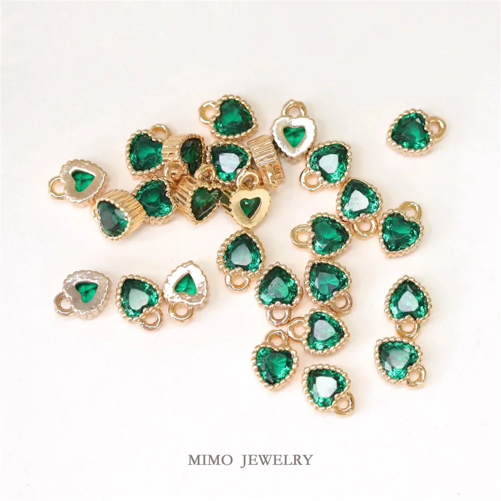 

Color-preserving copper gold-plated micro-inlaid zircon mini color heart pendant pendant DIY handmade accessories