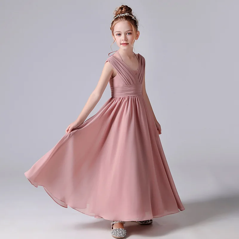 

Little Girls Concert Formal Dress Kids Birthday Party Princess Gown A-lined Long Dresses Flower Girls Wedding Christmas Wine