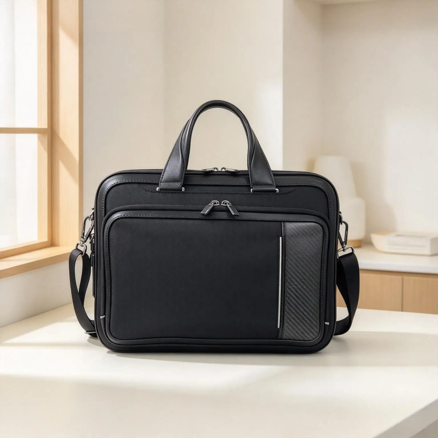 Large Capacity Business Handbag Briefcase for Men, Sleek Laptop Bag for Office Commute