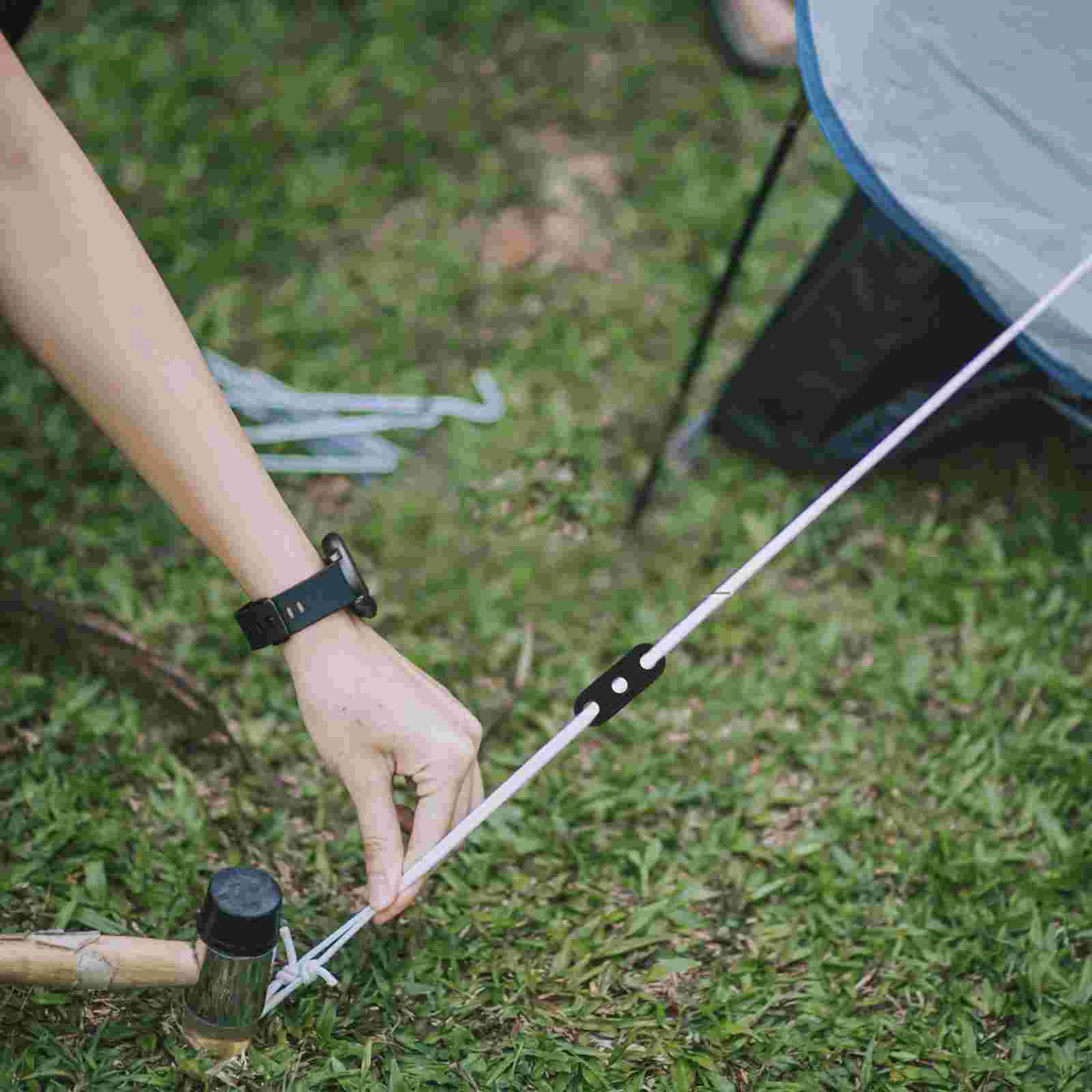 

50 Pcs Tarp Waterproof Three-eye Tent Rope Adjustment Buckle 3-hole Canopy (50pcs) Luminous Tensioner Black Plastic