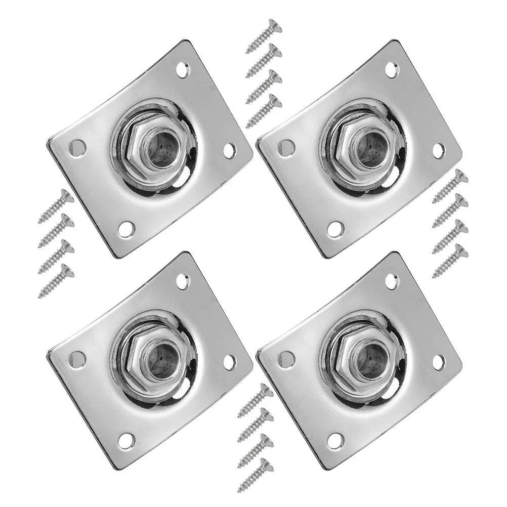 

4Pcs Pickup Jack Socket Electric Guitar Input Socket Stainless Steel Square Plate for Guitar Smooth Connection Professional Use