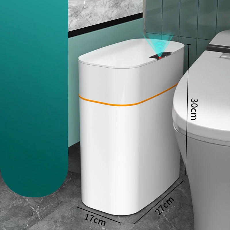 

16L Bathroom Automatic Sensor Trash Can Narrow Smart Trash Can Waterproof Trash Bin With Lid Charging Wastebasket Smart Home