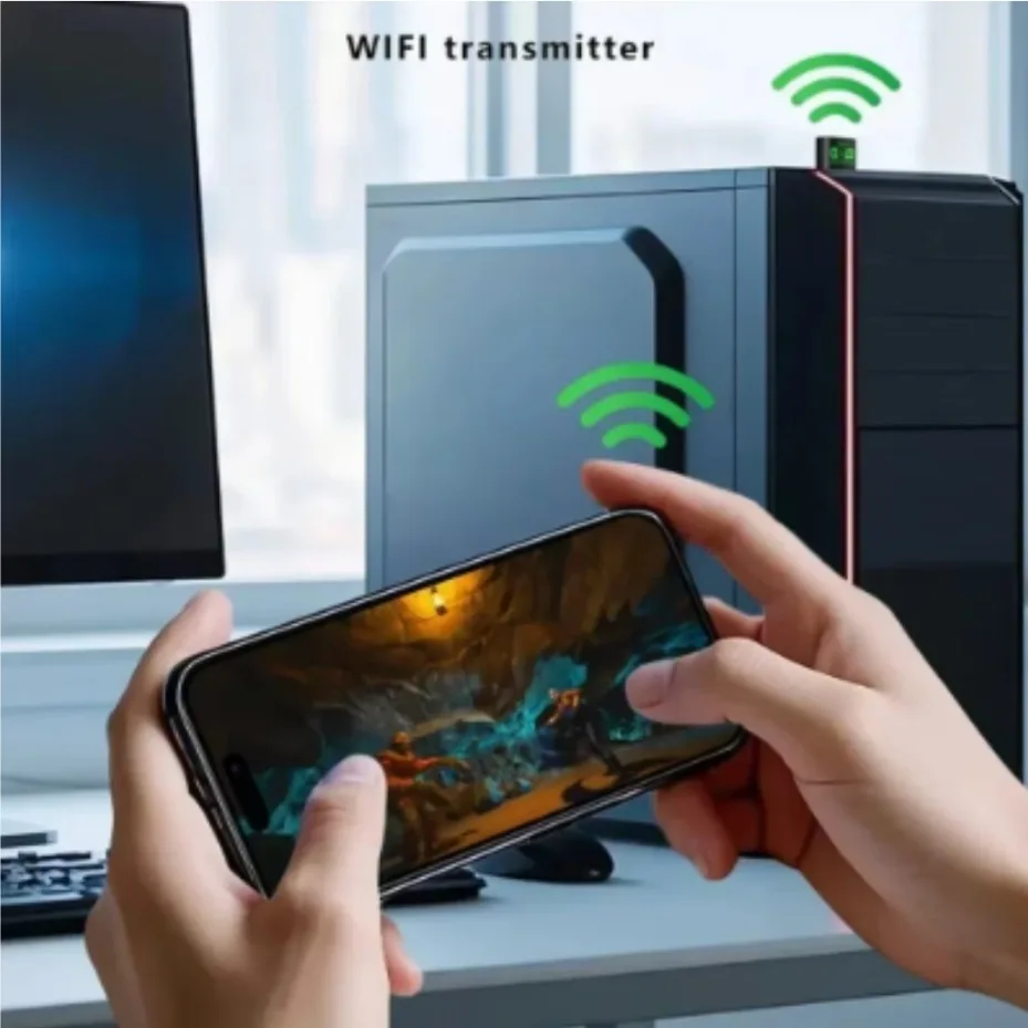 WiFi6 USB Wireless Adapter 2.4G Band WiFi Receiver Driver Free 802.11ax MU-MIMO OFDMA Adapter Suitable for Desktop and Laptop