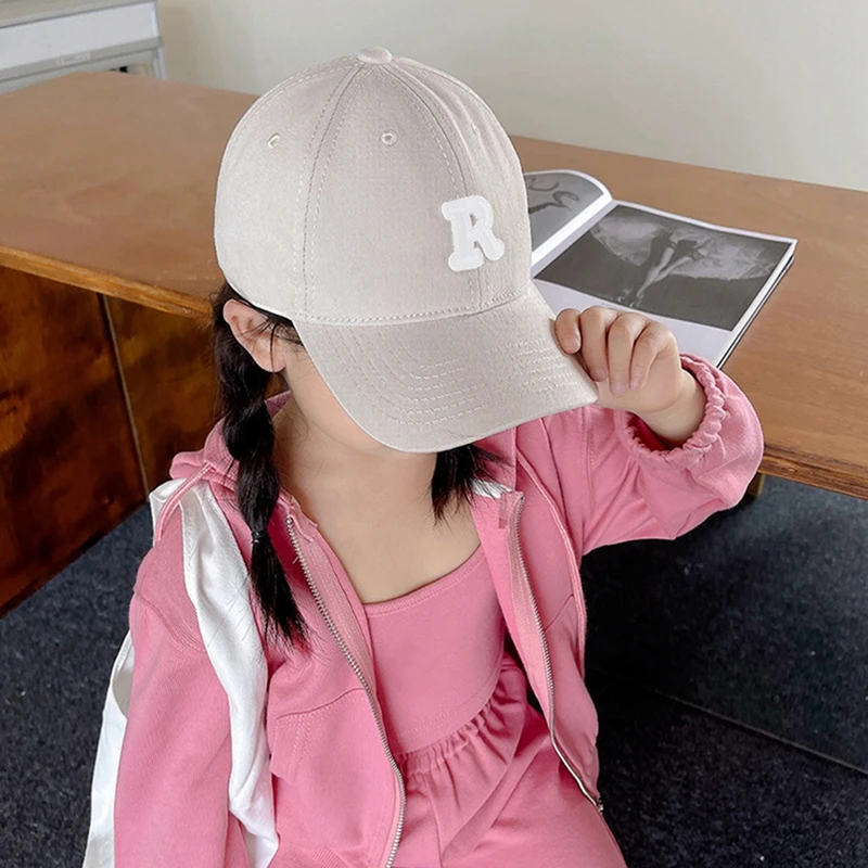 kids Baseball Hat Silid Cotton R Letter Embroidered Baseball Caps toddler Casual Unisex Fashion Outing Sun Hats