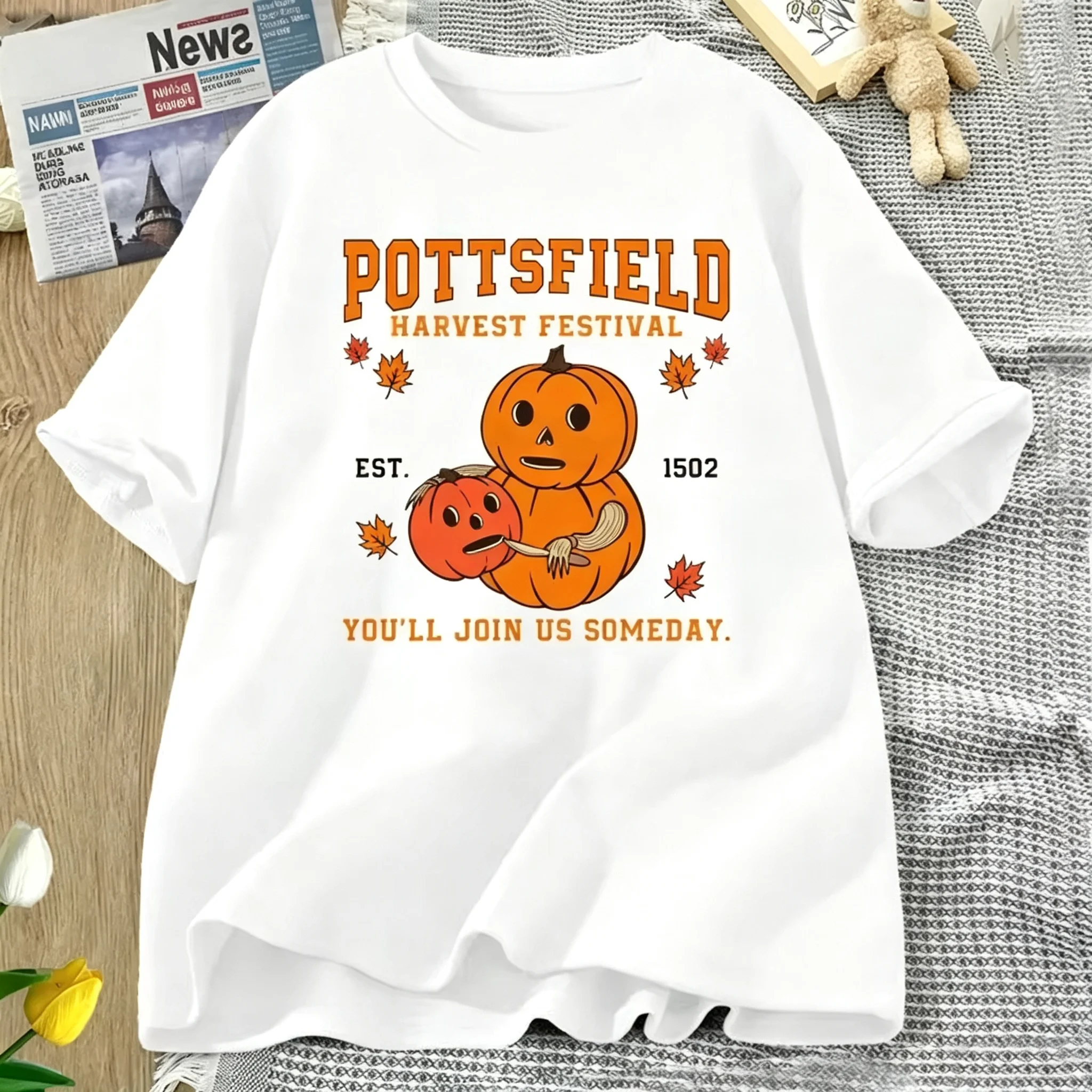 2026 Pottsfield Harvest Festival T Shirt Over The Garden Wall Vintage Pumpkin Halloween T-shirt Women Fall Cotton Graphic Tees