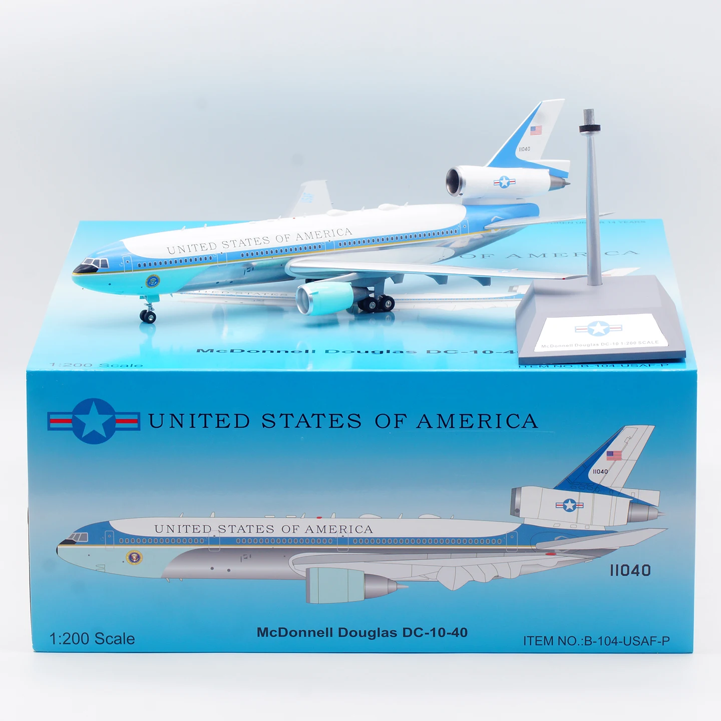 B-104-USAF-P liga avião colecionável presente b-modelos 1:200 força aérea um mcdonnell douglas DC-10-40 modelo de aeronave fundida 11040