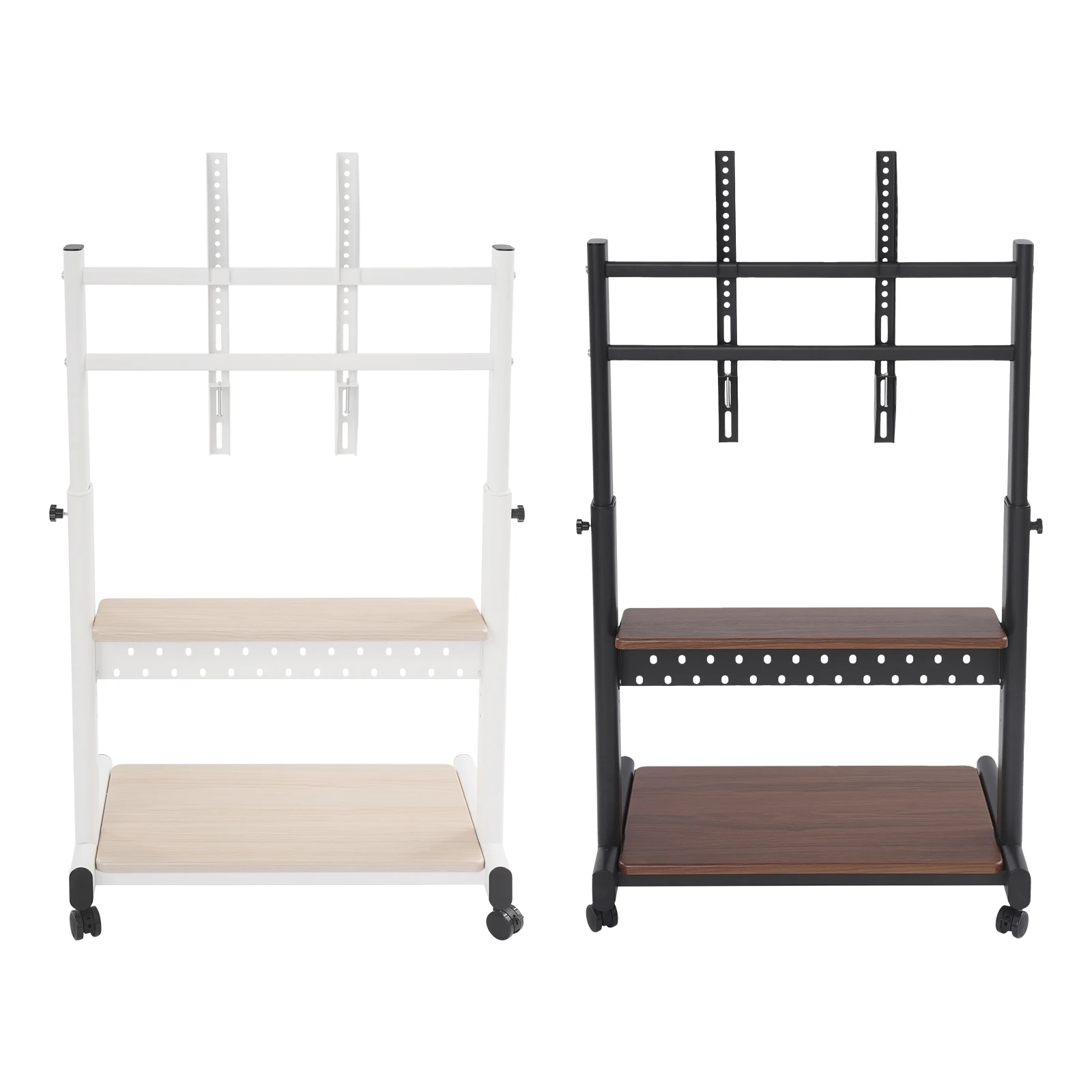 Mobile TV Stand for 43-86'' TVs Tilt TV Cart Holds up to 220.46lb Portable Adjustable Stand with Storage Shelf Rolling Floor