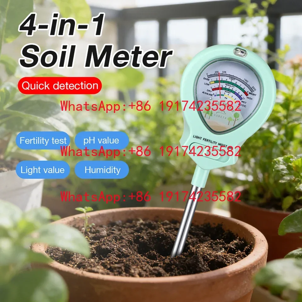 4-in-1 Soil Tester PH Moisture Sensor Sunlight Detector Nutrient Fertility Meter Soil Analyzer Gardening Planting Tools Mainland
