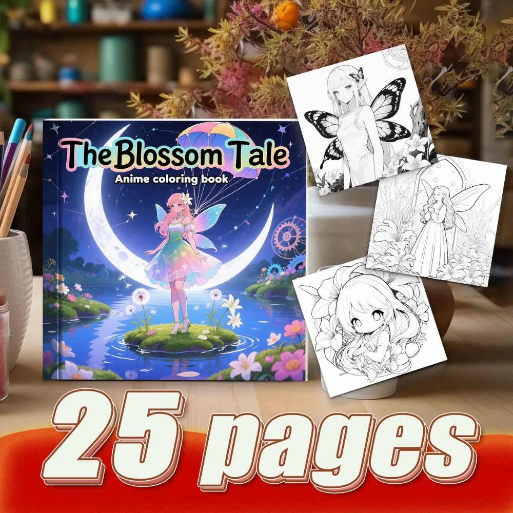 Livre de coloriage créatif sur le thème des fées des fleurs et des squelettes de dessins animés pour les filles, pour une imagination sans limites et un plaisir créatif.